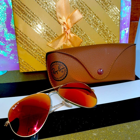 Ray Ban P sunglasses aviator women’s men’s unisex gold metal frame with case - Picture 1 of 11